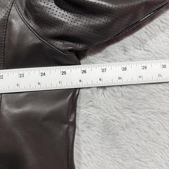 Michael Kors Jacket Mens 2XL Brown Faux Leather Moto Perforated Full Zip New NWT - Picture 12 of 13